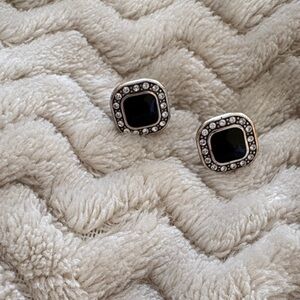 Brighton Black and Silver Square Earrings